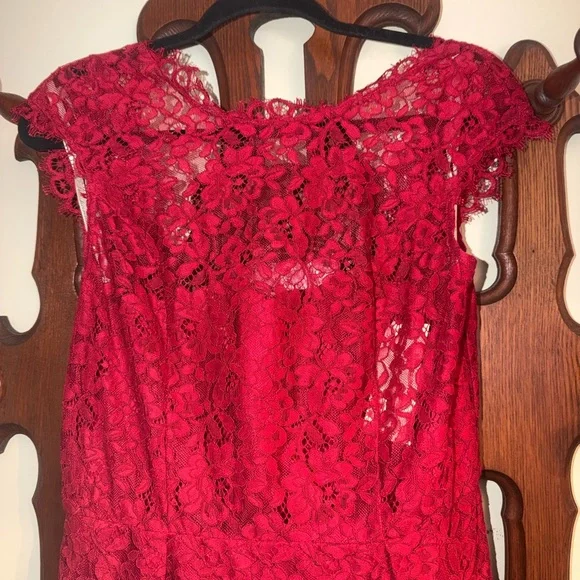 Shoshanna Crimson Lace Mini Dress - Picture 4 of 5